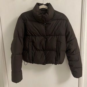 Brown Cropped Puffer Jacket